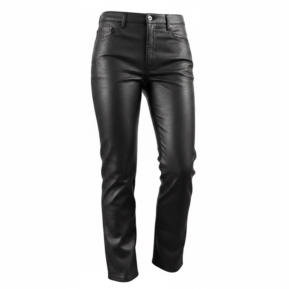 Vintage Y2K XOXO Pants Genuine Leather Solid Black Womens Straight Leg Size 8